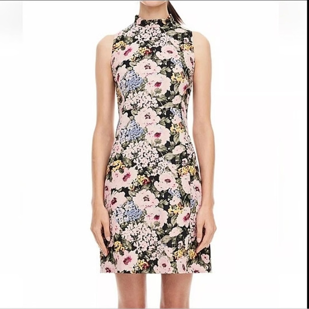 Rebecca Taylor Lavinia Floral-print Hydrangea Ruffle Dress In Black Cameo Pink - Picture 16 of 16